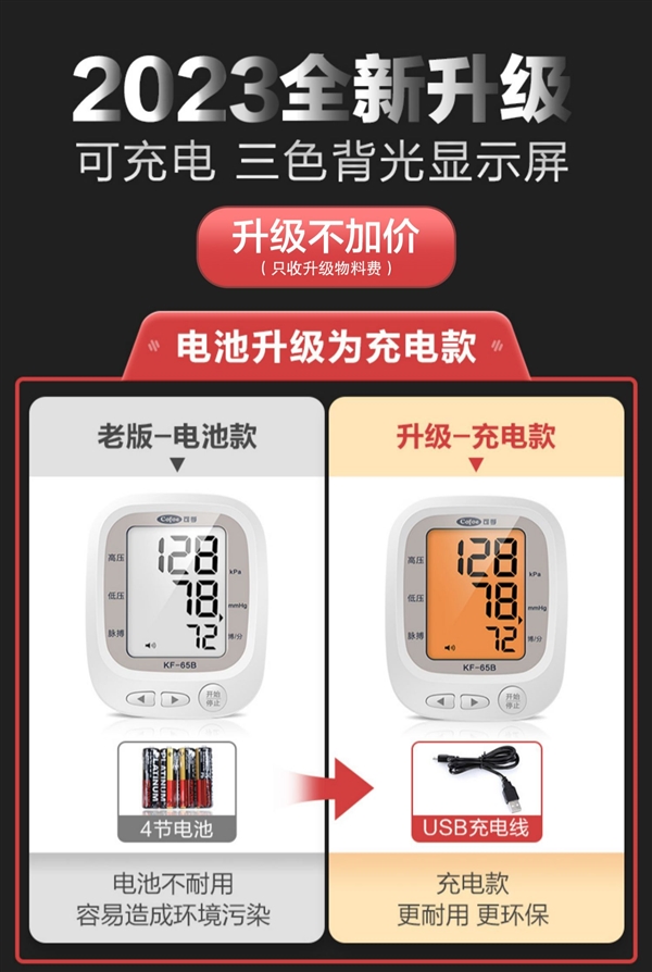 90元大额券：可孚上臂式全自动血压计49.9元发车