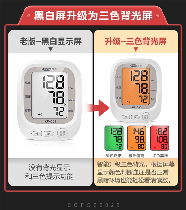 90元大额券：可孚上臂式全自动血压计49.9元发车