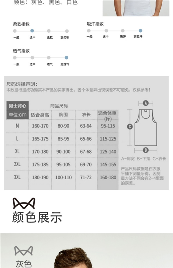 优选新疆长绒棉！猫人5A级纯棉背心大促：两件券后39.9元