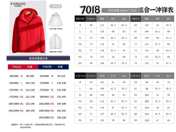 35年男装老牌：虎都三合一冲锋衣109元狂促（立减300元）