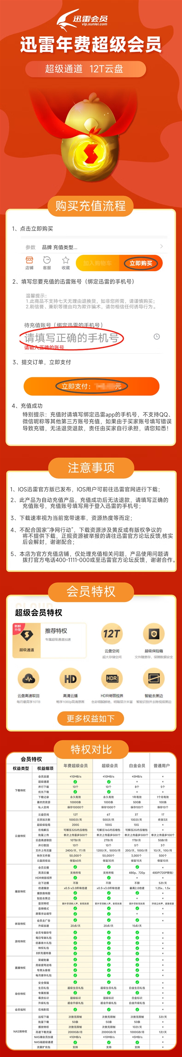 迅雷超级会员年卡大促：169元年卡 折合12元/月