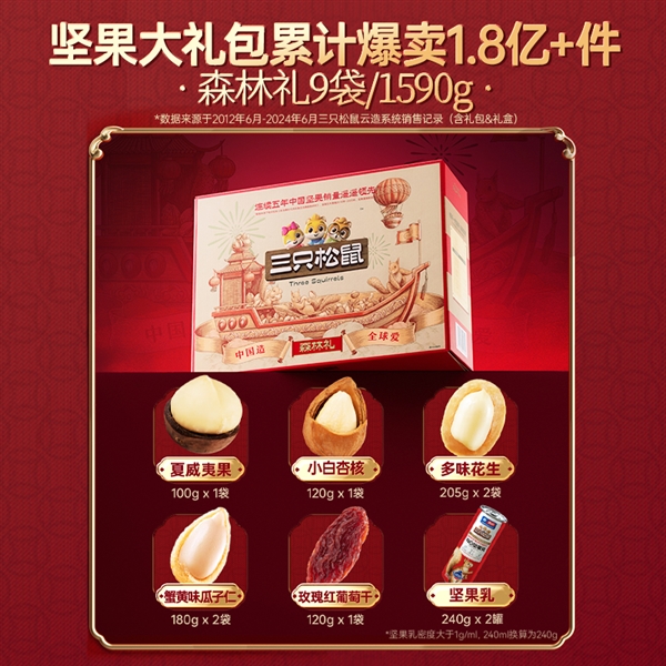 中秋送礼不二之选:三只松鼠坚果礼盒1590g券后39元(原价98元)