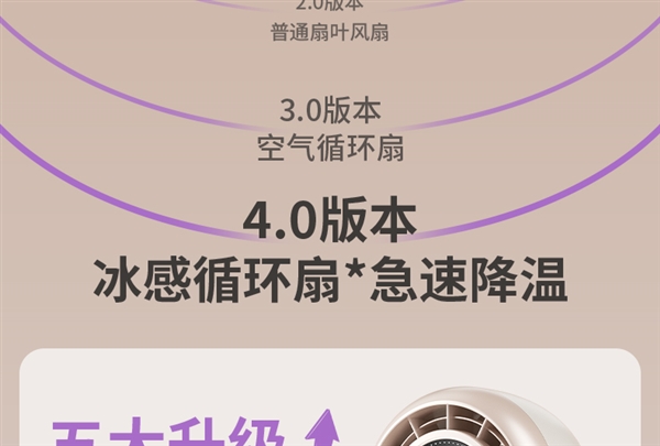 100档冷感大风！桌面壁挂两用冰感循环扇49元大促